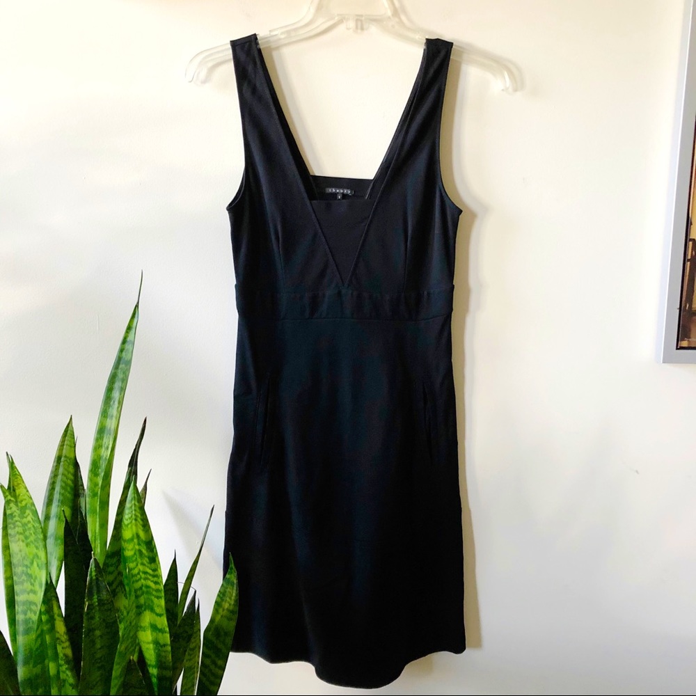 Theory black stretch knit tank dress